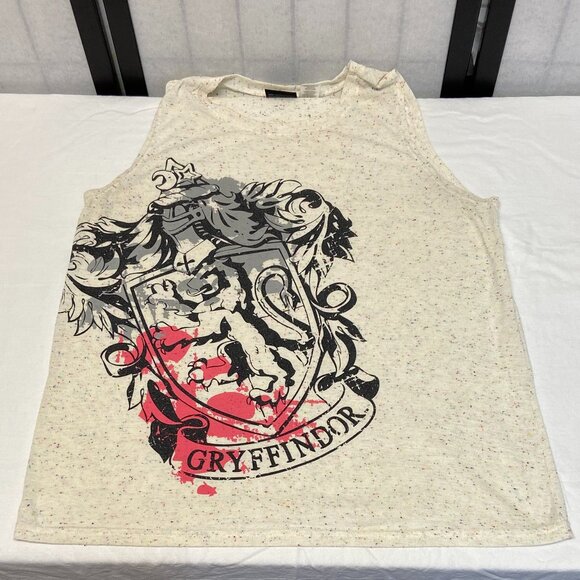 Sleeveless Marled Confetti Knit Screen Print Harry Potter Gryffindor Tank Top L - Picture 7 of 11